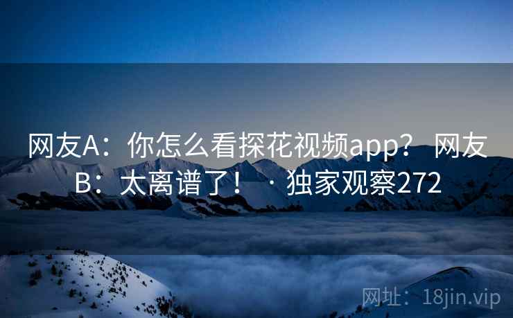 网友A：你怎么看探花视频app？ 网友B：太离谱了！ · 独家观察272